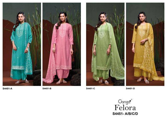 Ganga felora 4451 Unstitched dress material wholesalers in pune